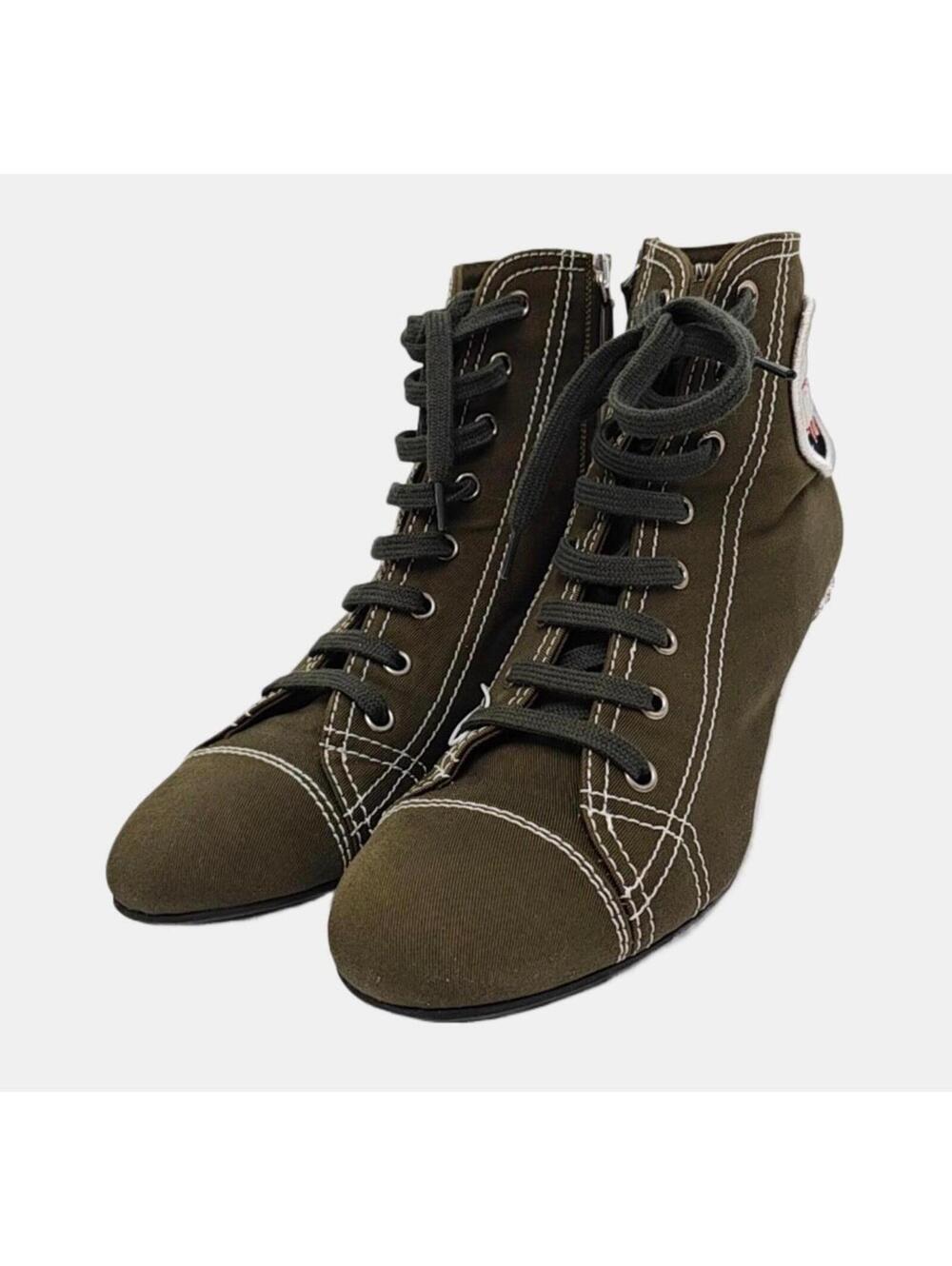 Miu Miu Club Crystal Heel Lace-Up Ankle Boots Size 39 - Picture 2 of 7